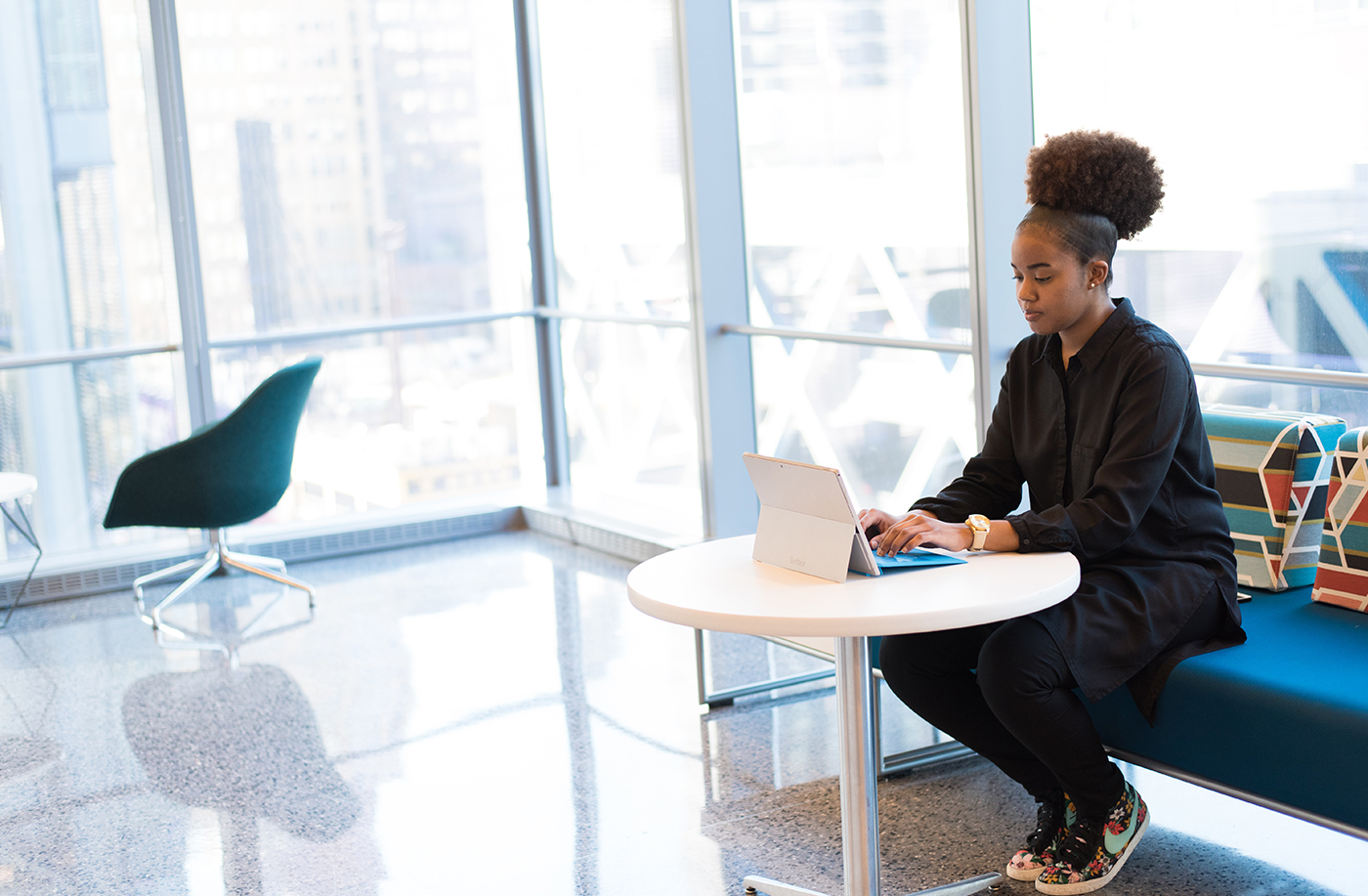 Young lady working on her laptop